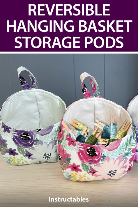 Fabric Bubble Baskets, Sew Hanging Basket, Hanging Storage Basket, Fabric Hanging Baskets, Hanging Basket Sewing Pattern, Sewing Storage Containers, Bubble Basket Bag Pattern, Hanging Fabric Baskets, Storage Pod Pattern