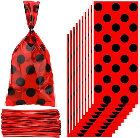 Household Tie Silk Bags Ladybug Party Reception Bag Red Candy Bags Party Treat Candy Bags Goodie Bags with Red Twist Ties for Party Favors (100 Pieces), affiliate, Cute design: the party treat candy bags feature red heart print on the both side, which are in line with boys and girls' taste and look cute and eye-catching at the same time; Using this kind of candy bag to hold your party favor will be welcomed and loved by boys and girls Ladybug Party Invitations, How To Make A Gift Bag, Miraculous Ladybug Party, Party Candy Bags, Party Favors For Adults, Ladybug Birthday, Ladybug Party, Party Candy, Silk Bag