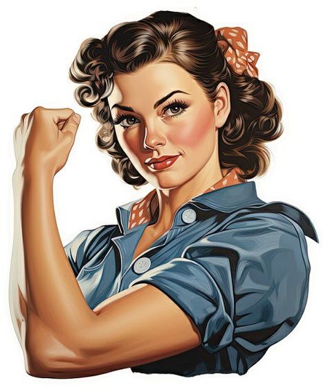 50s Pinup Aesthetic, Rose The Riveter, Pinup Vintage Illustration, Rosie The Riveter Tattoo, Hydro Flask Stickers, Health Coach Branding, Cartoon Women, 50s Pinup, Hydro Flask Water Bottle