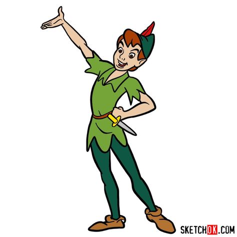 How to draw Peter Pan Peter Pan Sketch, Peter Pan Anime, Pan Sketch, Disney Characters Peter Pan, Peter Pan Cartoon, Peter Pan Drawing, Pan Drawing, Livingroom Mirror, Original Character Design