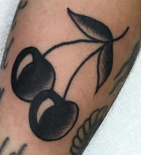 Black Cherry Tattoo, Small Traditional Tattoo, Traditional Heart Tattoos, Traditional Tattoo Stencils, Cupid Tattoo, Traditional Black Tattoo, Abstract Tattoo Ideas, Strawberry Tattoo, Traditional Tattoo Inspiration