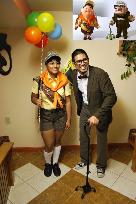 Carl & Russell from Up! - 2012 Halloween Costume Contest Russell And Mr Fredrickson Costume, Old Man From Up Costume, Russell And Carl Costume, Disney Men Costumes, Carl And Russell Costume, Up Movie Costume, Disfraz Up, Russell From Up, Carl Costume