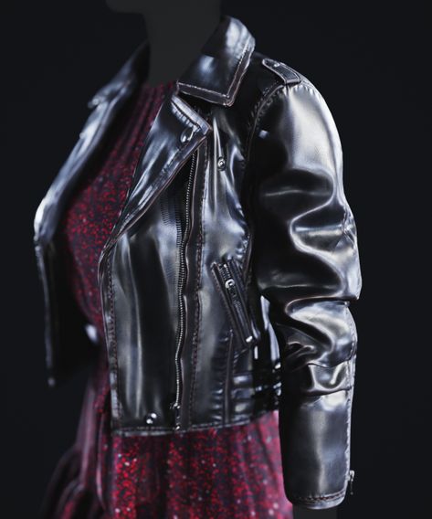 Making a Dress and a Leather Jacket in Marvelous Designer Leather Jacket Art Reference, Jacket Shading Reference, How To Draw Leather Jacket, Leather Jacket Drawing Tutorial, Draw Leather Jacket, How To Draw A Leather Jacket, Leather Jacket Art Drawing, Jacket Folds Reference, Leather Jacket Drawing Reference