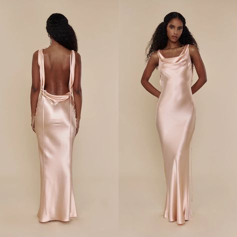 Pink Silk Gown, Luxury Backless Slip Dress For Prom, Anyone But You Dress, Open Back Satin Dress, Open Back Silk Dress, Fitted Silk Floor-length Backless Dress, Prom Dresses Silk, Elegant Silk Backless V-neck Dress, Backless Formal Dress