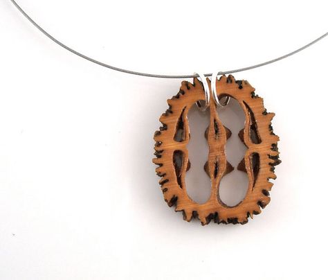 Black Walnut Shell Necklace  Wood Necklace by RealFruitJewelry, $18.00 Walnut Necklace, Nut Crafts, Walnut Jewelry, Lotus Root, Fruit Jewelry, Real Fruit, Walnut Shell, Necklace Ring, Wood Necklace