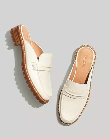 Women's Oxfords & Leather Loafers: Shoes | Madewell Lugsole Loafer, White Loafers, Spring Flats, Leather Industry, 90s Inspired, Loafer Mules, Midi Skirts, Comfy Shoes, Work Clothes