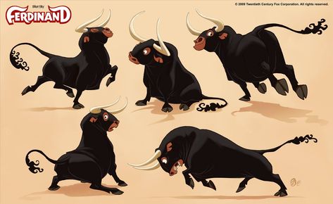 Ferdinand concept art by Sergio Pablos Buffalo Character Design, Cow Concept Art, Bull Concept Art, Bull Character Design, Cow Character Design, Sergio Pablos, Ferdinand The Bulls, The Peanuts Movie, Otto Schmidt