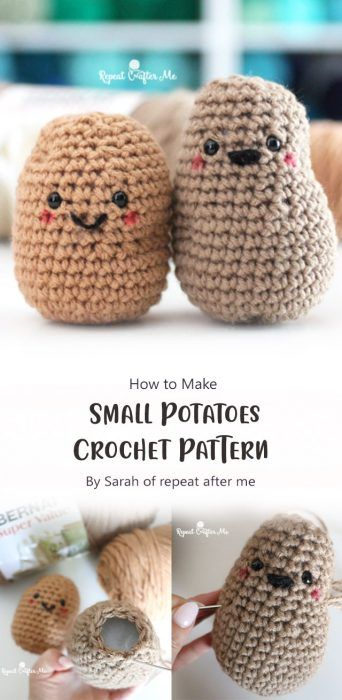 Easy Amigurumi Potato Free Crochet Pattern Ideas - Carolinamontoni.com Mushroom Patterns, Small Potatoes, Crochet Project Free, Easy Amigurumi, Easy Crochet Animals, Cozy Crochet Patterns, Crochet Mushroom, Crochet Bunny Pattern, Easy Crochet Patterns Free