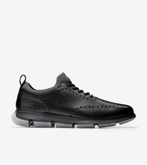 Men's 4.ZERØGRAND Wingtip Oxford in Black-Black | Cole Haan Cole Haan Mens Shoes Outfit, Mens Shoes Outfit, Cole Haan Mens Shoes, Wingtip Oxford Shoes, Shoes World, Cole Haan Zerogrand, Oxford Shoes Men, Wingtip Oxford, Leather Oxford Shoes