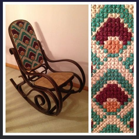 Cross Stitch Chair, Chair Embroidery, Bentwood Rocker, Rocking Chair Makeover, Reupholster Furniture, Astuces Diy, Furniture Rehab, Diy Chair, Redo Furniture