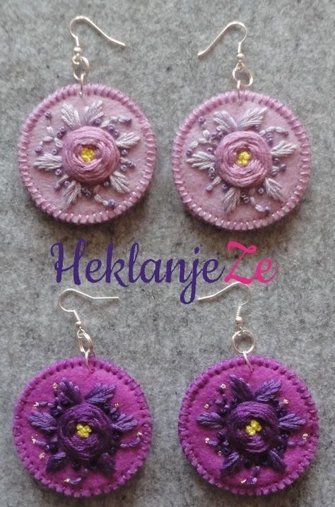 Felted Earrings, Diy Earrings Easy, Fiber Art Jewelry, Beaded Jewelry Earrings, Felt Beads, Crochet Jewelry Patterns, Crochet Earrings Pattern, Lace Knitting Patterns, Felt Embroidery