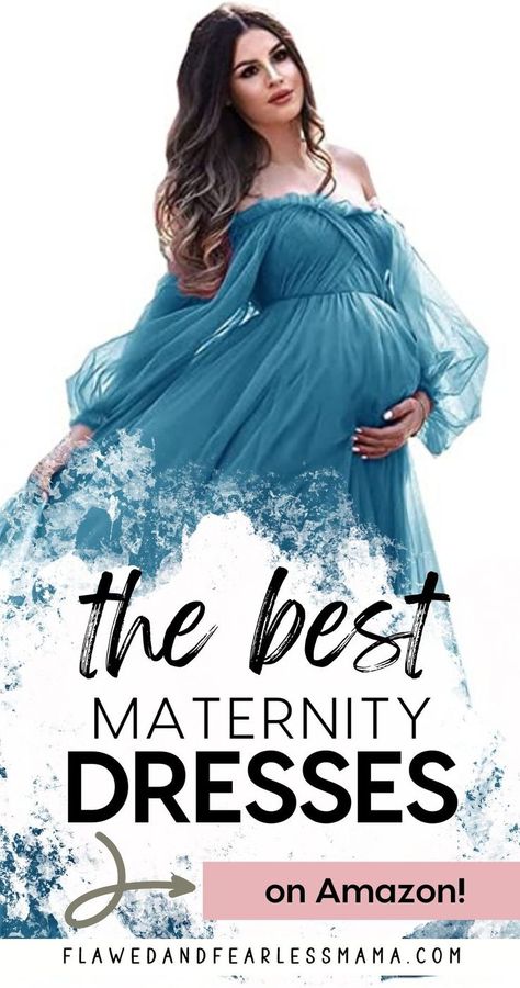 A pregnant woman wearing a blue maternity dress with the words "the best maternity dresses on amazon" Maternity Shower Dress, Fall Baby Shower Dress, Dresses For Baby Shower, Flowy Maternity Dress, Dress For Baby Shower, Maternity Dresses Casual, Maternity Fashion Dresses, Dresses On Amazon, Cute Maternity Dresses