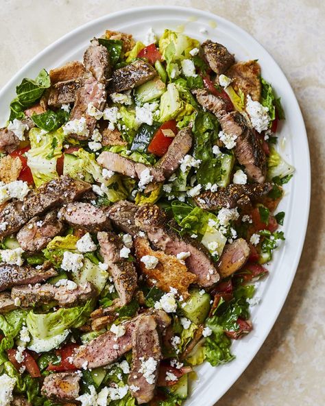 Za’atar lamb chopped salad Filling Salad Recipes, Lamb Casserole, Lamb Salad, Warm Salad Recipes, Lamb Steaks, Lamb Kebabs, Spiced Butter, Healthy Lunch Snacks, Seasonal Cooking