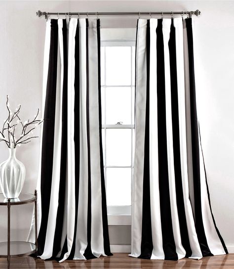 black and white striped curtains Black White Rooms, Tab Curtains, Striped Room, Striped Curtains, Lush Decor, Darkening Curtains, Rod Pocket Curtain Panels, Rod Pocket Curtains, White Curtains