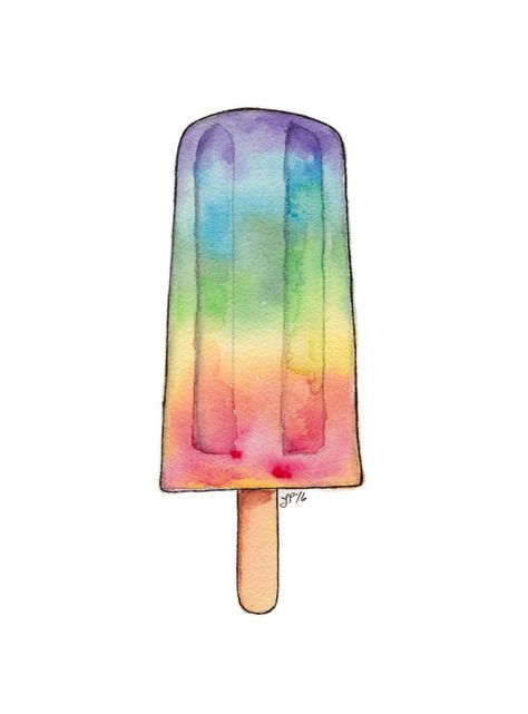 Popsicle Art, Painting Pop Art, Rainbow Painting, Art Rainbow, Watercolor Paintings Easy, Pop Art Painting, Rainbow Art, Dessin Adorable, Original Watercolor Painting