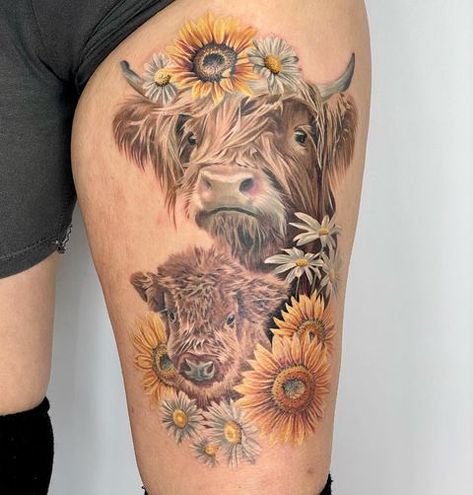 Cow Skull Tattoo Flowers, Cow Skull Tattoo, Highland Cow Tattoo, Cow Skull Tattoos, Bull Skull Tattoos, Skull Tattoo Flowers, Cowgirl Tattoos, Cow Tattoo, Country Tattoos