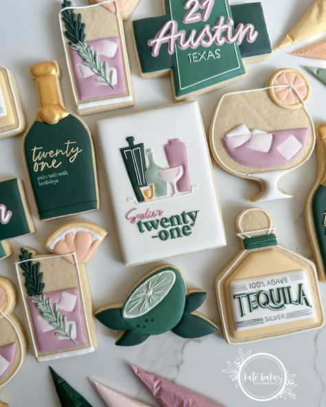 21st birthday fun! 💕 #21birthday #birthdaycookies #21stbirthdaycookies #tequilacookies #champagnecookies #limecookies #decoratedsugarcookies #decoratedcookies #royalicing #royalicingcookies #royalicingart Senior Cookies, 21 Birthday Cookies, 40th Cookies, 21st Cookies, 21st Birthday Cookies, Birthday Cookies Decorated, 2024 Cookies, 37 Birthday, Lime Cookies