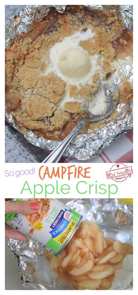 Campfire Apple Crisp, Apple Cobbler Easy, Apple Crisp Cheesecake, Grilled Kabob Recipes, Campfire Desserts, Cobbler Easy, Grilling Recipes Sides, Camping Desserts, Apple Crisp Recipe