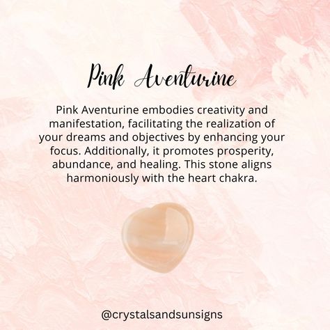 Pink aventurine is a form of quartz characterized by its pink color, caused by inclusions of small flakes of Lepidolite mica. This stone is formed through a process of metamorphism, where existing rocks are subjected to high temperatures and pressures. Pink aventurine can be found in various locations around the world, including Brazil, India, and Russia. 🌍💖 #Geology #PinkAventurine #Metamorphism Pink Aventurine Meaning, Pink Tourmaline Meaning, Pink Tourmaline Crystal Meaning, Aventurine Meaning, Pink Kunzite Crystal Meaning, Pink Aventurine, Aventurine Stone, Sun Sign, Heart Chakra