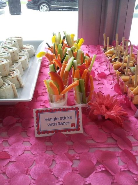 Spa Pamper Birthday Party Ideas | Photo 4 of 21 | Catch My Party Spa Snacks, Spa Party Foods, Spa Sleepover, Turkey Roll, Spa Day Party, Nail Party, Veggie Cups, Salon Party