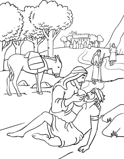 Good Samaritan Coloring Pages - Best Coloring Pages For Kids Good Samaritan Coloring Page, Good Samaritan Craft, Bible Crafts Sunday School, The Good Samaritan, Jesus Coloring Pages, Sunday School Coloring Pages, Parables Of Jesus, Abraham And Sarah, Childrens Sermons