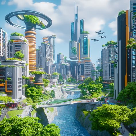 🌍✨ Explore a Futuristic Eco-City with Smart Design and Green Innovation! This vibrant metropolis harmonizes technology and nature with eco-friendly skyscrapers, urban gardens, and smart transport systems. Experience a future where sustainability thrives! 

#EcoCity #FuturisticDesign #Drones #midjourney Eco City Concept, Earthship Home Plans, Green Futuristic, Ringed Planet, Basic Anatomy, Architectural Renderings, Earthship Home, Urban Gardens, Eco City