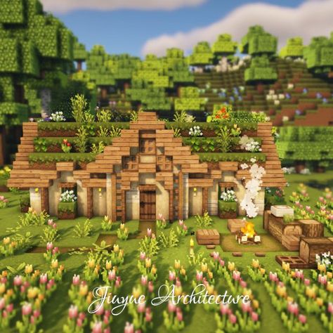 Tiny Minecraft Houses Survival, Fairy Starter House Minecraft, Minecraft House Materials, Tiny Minecraft House Ideas, Tiny Starter House Minecraft, Birch Starter House Minecraft, Minecraft Starter House For 2, Starter Cottage Minecraft, Minecraft Cottage House Vanilla