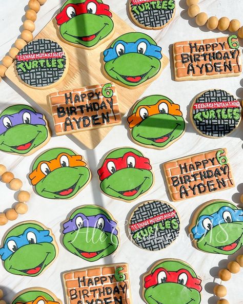 TMNT BIRTHDAY COOKIES 🍪 🥷🐢 Pricing? 👉🏻 https://msha.ke/alecreations918 • • • • #alecreations918 #tulsasmallbuisness #tulsaoklahoma #decoratedsugarcookies #customcookies #cookie #cookies #inspirationcookies #cookiesofinstagram #desserts #dessertporn #dessertideas #partyideas #party #sugarcookies #royalicing #royalicingcookies #cookies #cookiesideas #royalicingideas #tmnt #teenagemutantninjaturtles #ninjaturtlesparty #tmntparty #tmntpartyideas #tmntpartyfavors #tmntpartydecorations #partydesse... Tmnt Party Decorations, Turtles Cookies, Tmnt Cookies, Ninja Turtle Cookies, Tmnt Birthday, Ninja Turtles Birthday Party, Tmnt Party, Ninja Turtle Birthday, Turtle Birthday