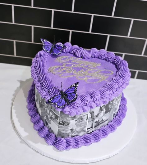 Cute Purple Cake, Happy 21st Birthday Cake, Birthday Cake Purple, Purple Birthday Cake, Twenty Fine, 2025 Inspiration, Bday Fits, Heart Birthday Cake, Melon Cake