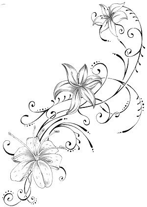 Drawing Of Flowers, Flower Vine Tattoos, Lillies Tattoo, Lily Tattoo Design, Tattoo Hip, Lily Flower Tattoos, Muster Tattoos, More Tattoo, Vine Tattoos