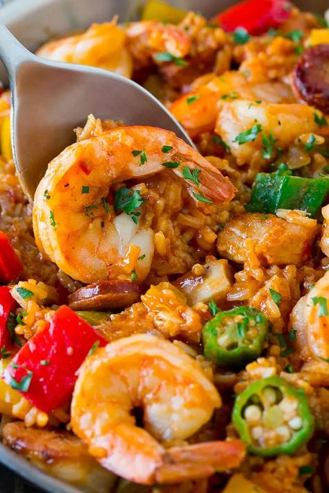 Shrimp Jambalaya Recipe, Best Jambalaya Recipe, Chicken Jambalaya Recipe, Jambalaya Recipe Healthy, Jambalaya Recipe Easy, Cajun Rice, Shrimp And Sausage, Rice And Vegetables, Okra Recipes