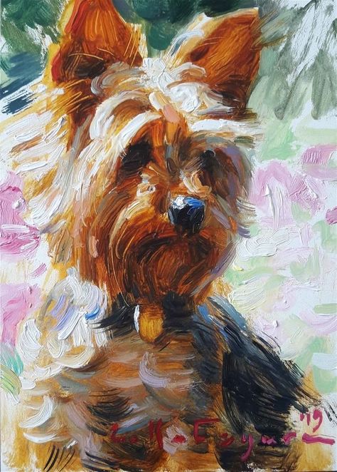 Yorkshire Painting, Elena Katsyura, Yorkie Painting, Dog Portraits Art, Watercolor Dog, Good Boy, Animals Artwork, Portraits From Photos, Daily Paintworks