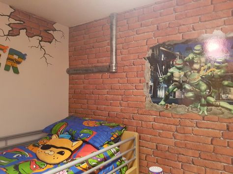 Tmnt sewer lair bedroom Tmnt Lair, Tmnt Bedroom, Tmnt Room, Tmnt Sewer, Ninja Turtle Bedroom, Turtle Bedroom, Boys Rooms, Ninja Turtle, Boys Room