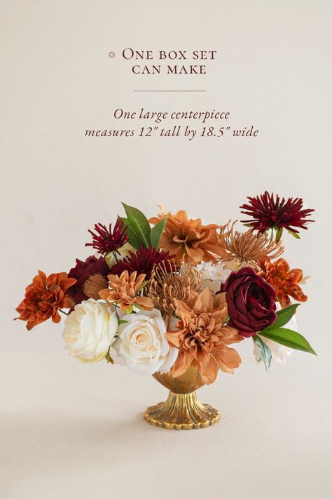 Burgundy And Orange Wedding, Wedding Flowers Table Centerpieces, Burnt Orange Wedding Ideas, Diy Flower Box, High Tea Wedding, Centerpiece Diy, Diy Flower Boxes, Vintage Wedding Decor, Orange Wedding Flowers