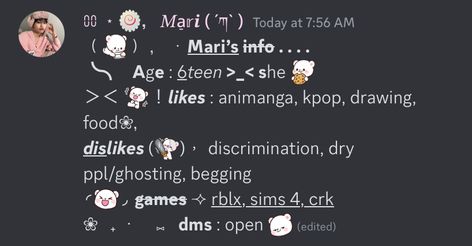 made by mari, dc in profile bio.. !! a quick srvr intro. #1cyllen Tumblr Intro Post, Intro Templates Discord, Discord Intro Template, Discord Server Rules Ideas, Discord Bio Ideas, Discord Server Roles Ideas, Scene Core Wallpaper, Disc Ideas, Discord Bio