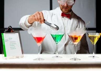 Chemistry inspired cocktails Chemistry Wedding, Science Wedding, Fragrance Lab, Science Party, Science Themes, Dinner Themes, Event Food, Weekend Trip, North Texas