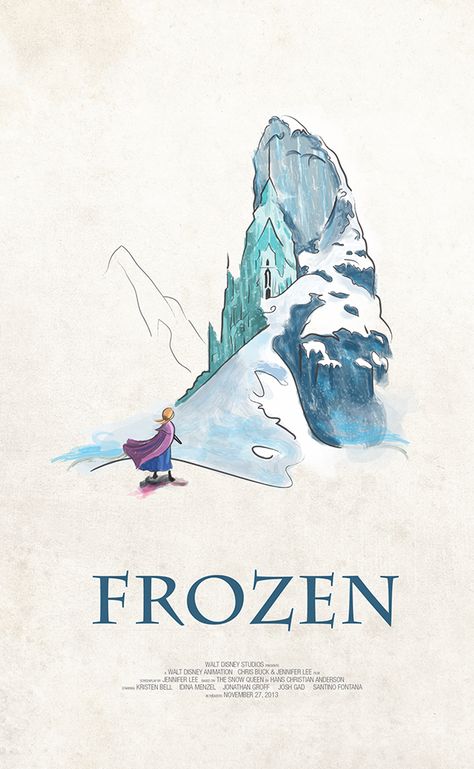 Frozen alternative Disney movie poster by Derek Payne Frozen Poster, Vintage Disney Posters, Deco Cinema, Scandinavian Poster, Aesthetic Disney, Disney Movie Posters, Alternative Disney, Frozen Movie, Disney Posters