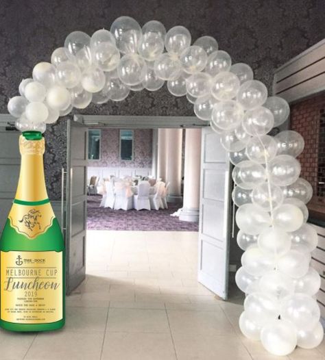 Personalized Champagne Bottles, Champagne Balloons, Corporate Events Decoration, Diy Balloon Decorations, Birthday Party 21, Balloon Decorations Party, Balloon Art, Party Props, Photo Booth Props