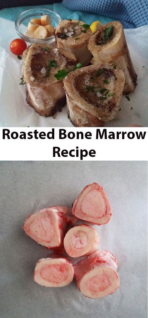 Roasting Beef Bones For Bone Broth, Roasting Beef Bones, How To Cook Beef Marrow Bones, Beef Bone Recipes Dinners, Beef Femur Bone Recipes, Bone Marrow Toast, Smoked Bone Marrow, Oven Roasted Bone Marrow, How To Cook Marrow Bones