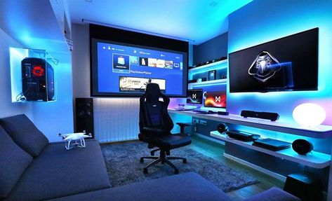 Gamer Rum, Game Setup, Best Gaming Setup, Computer Gaming Room, Pc Gaming Setup, Video Game Room Design, Video Game Rooms, Computer Room, Gaming Room Setup