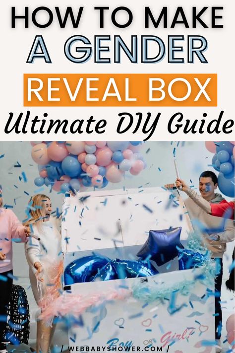 Dive into the crafting spirit with our exciting DIY Gender Reveal Box guide! Discover the joy of creating a box that bursts with joyful anticipation. This tutorial offers an easy walkthrough, making it a breeze to create a surprise-packed, personalized gender reveal box! It's not just a reveal, it's a heartfelt expression of your upcoming bundle of joy. Let's make memories together, one box at a time. Gender Reveal Box Ideas Diy, Gender Reveal Box Of Balloons, Gender Reveal Box Ideas, Diy Gender Reveal, Unique Gender Reveal Party Ideas, Baby Shower Etiquette, Gender Reveal Box, Simple Gender Reveal, Gender Reveal Unique