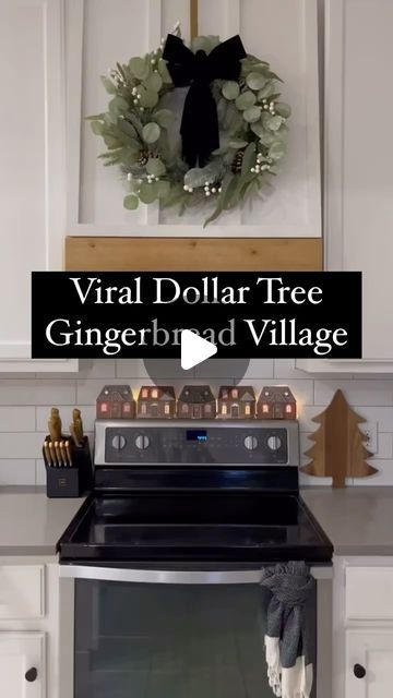 Luci Cisneros on Instagram: "Gingerbread village with just a few dollars! 🤯 Last year, I used Dollar Tree items to build this magical mini village, and it’s been a hit ever since! 🎄 It’s the perfect DIY project for the holidays, and it looks adorable displayed above my range (yes, I cook, and it stays cool back there!). Let me know if you’ve tried this budget-friendly project or if you’re planning to! 

More details are on the blog.
#DollarTreeDIY #GingerbreadVillage #diychristmas #BudgetFriendly #DIY #lookforless" Diy Gingerbread Houses, Christmas Diy Dollar Tree, Santa Brunch, Diy Gingerbread House, Mini Village, Ginger Bread House Diy, Merry Christmas Everybody, Christmas Party Crafts, Maine Decor