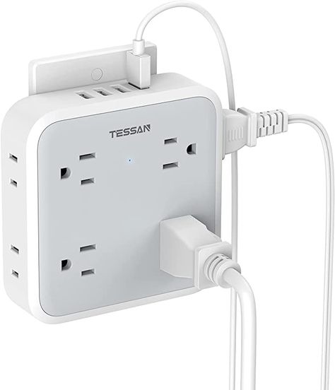 Multi Plug Outlet Splitter with USB, TESSAN Multiple Outlet Extender with 4 USB Wall Charger, Widely Spaced 8 Electrical Plug Expander Surge Protector for Home Kitchen Dorm Room Office Office Tools, College Dorm Room Essentials, Outlet Extender, Wall Taps, Charger Station, Usb Charging Station, Usb Outlet, Usb Wall Charger, Dorm Room Essentials