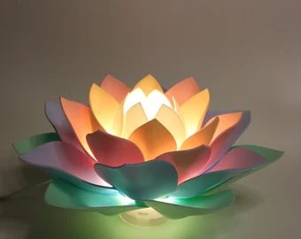 Lotus Flower Lamp, Flower Lampshade, Flower Lamp Shade, Lotus Lamp, Boho Lamp, White Lotus Flower, Flower Lamp, Night Light Lamp, White Lotus