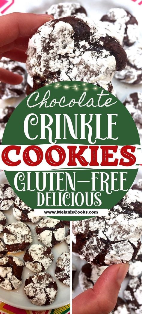 Celebrate Christmas with the classic taste of Chocolate Crinkle Cookies, naturally gluten-free. These scrumptious cookies are perfect for holiday parties or a sweet snack by the tree. Enjoy them with a cup of hot cocoa for a festive twist. #ChristmasDelights #GlutenFreeTreats #SweetTreats Gluten Free Chocolate Crinkle Cookies, Crinkles Cookies, Best Flourless Chocolate Cake, Chocolate Crinkles Recipe, Cracked Cookies, Chocolate Crinkle Cookies Recipe, Lemon Crinkle Cookies, Chocolate Crinkle, Almond Flour Cookies