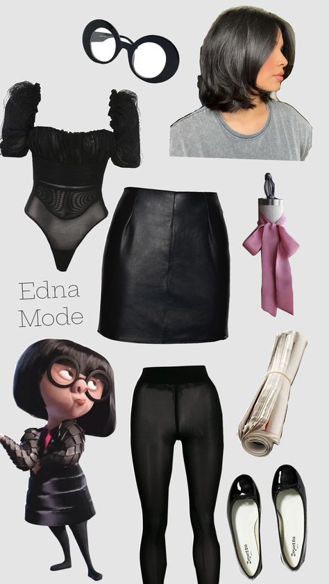 #ednamode #incredibles #supperhearo #bobhaircut #halloweencostume Edna Mode Inspired Outfit, Fictional Character Costume Ideas, 2000s Movies Costumes, Edna Costume, Edna Mode Costume, Movie Costume Ideas Women, Incredibles Halloween Costume, Edna Incredibles, Costumes 2024