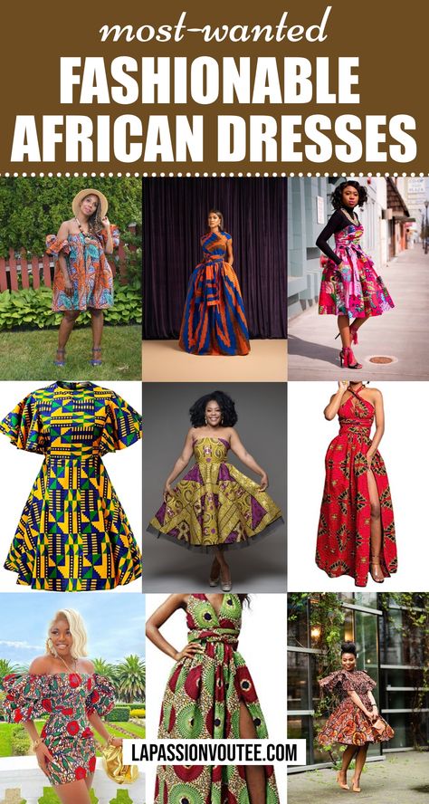 Looking for the most amazing dresses for special events? Check out these 45 fabulous African print dresses! They are great for weddings, proms, and religious gatherings. You can find ankara Dutch wax, Kente, Kitenge, and Dashiki styles all in one spot! Learn where to buy them too. Click now to see all the stunning options available! Kente Prom Dress, African Print Dresses Modern, Kitenge Designs Dresses, Traditional Attire For Men, Best Ankara Styles, African Shirt Dress, Modern African Clothing, Kitenge Designs, African Print Jumpsuit