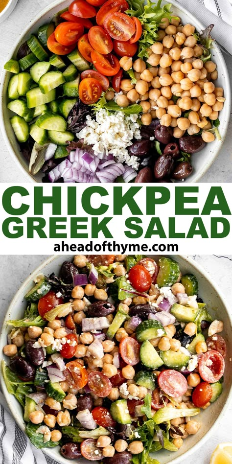 Greek Chic Pea Salad, Herby Cucumber Salad With Feta And Chickpeas, Greek Garbanzo Bean Salad, Chickpea Greek Salad, Chickpea Cucumber Salad, Cucumber Chickpea Salad, Mediterranean Ingredients, Greek Cucumber, Greek Cucumber Salad