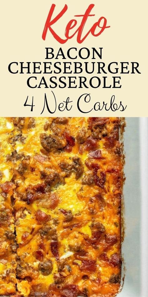 Keto Cheeseburger Casserole, Keto Bacon Cheeseburger, Cheeseburger Casserole Recipe, Keto Cheeseburger, Bacon Cheeseburger Casserole, Keto Bacon, Keto Beef Recipes, Keto Casserole, Cheeseburger Casserole