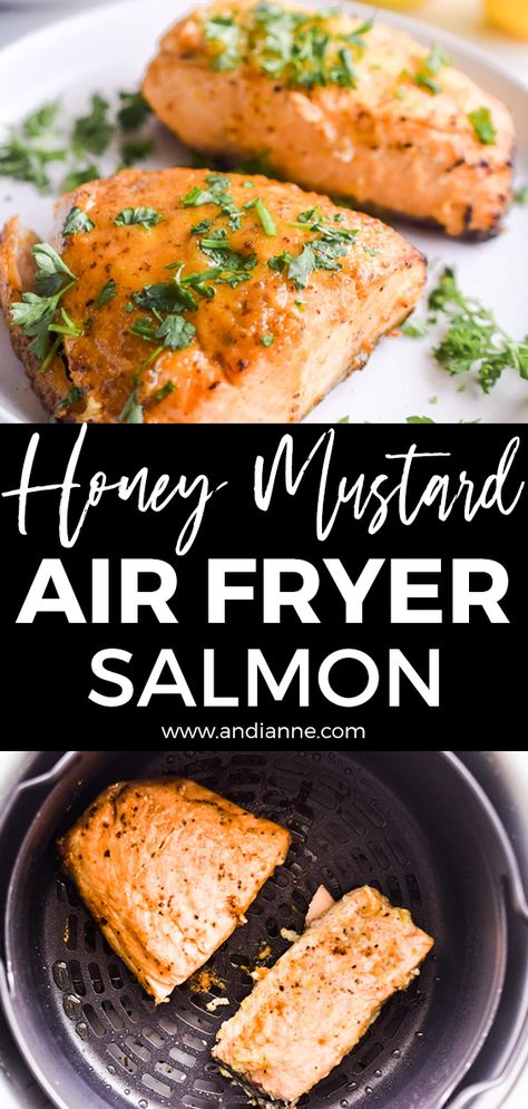 Airfryer Salmon, Frozen Salmon Recipe, Salmon Marinade Recipes, Salmon With Honey, Mustard Marinade, Honey Mustard Marinade, Salmon Burger Recipe, Easy Healthy Side Dishes, Honey Mustard Salmon